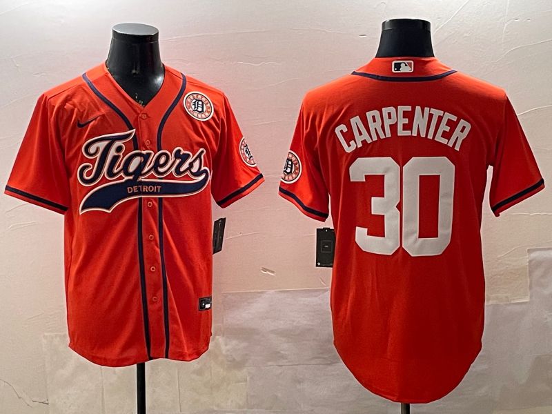Men Detroit Tigers #30 Carpenter Orange Jointly Name 2025 Nike MLB Jersey style 2